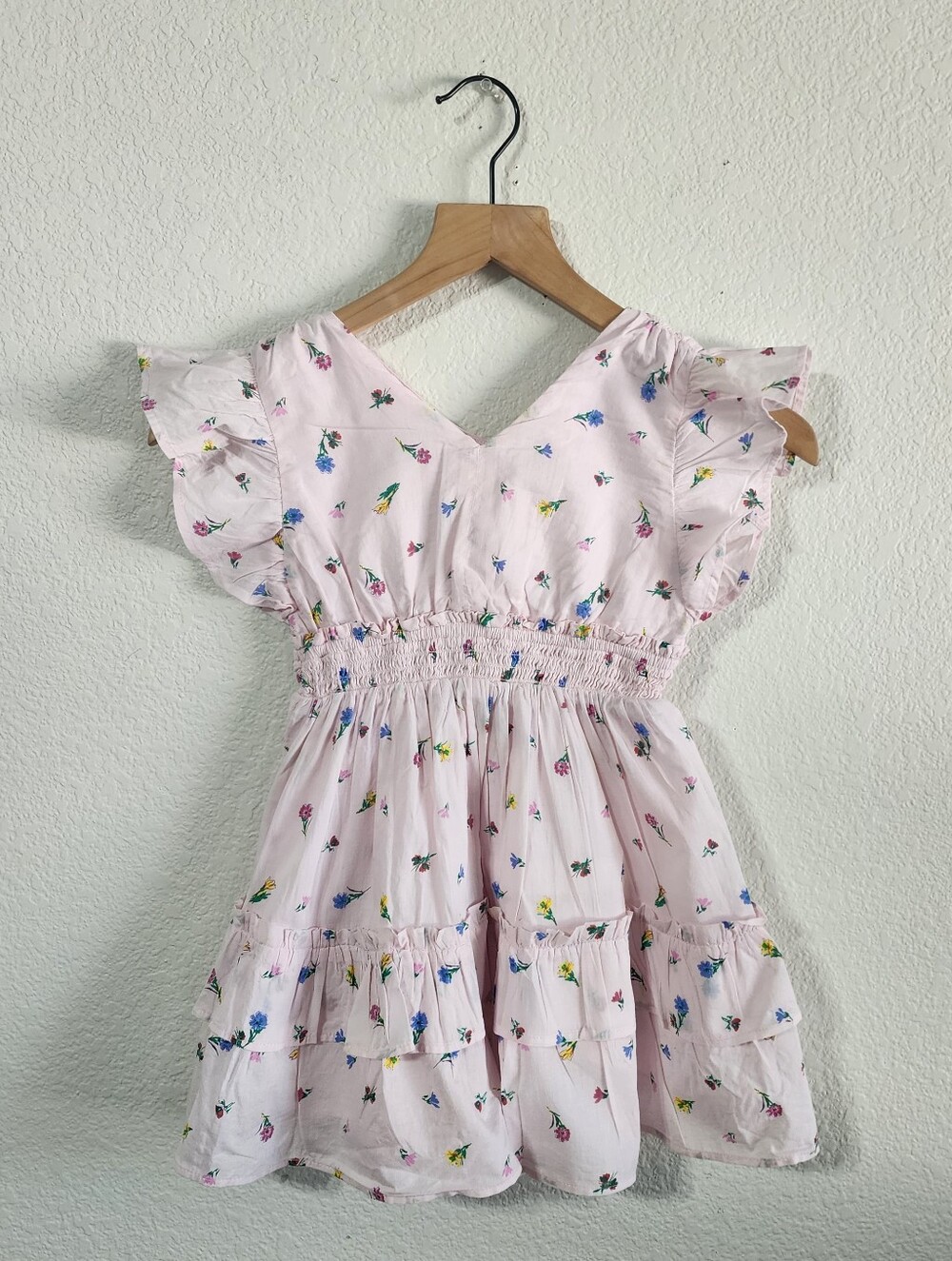 Gap Kids Girls XS 4/5 Pink Floral Ruffle Tiered Dress